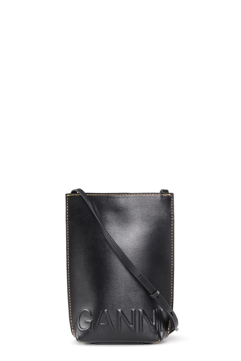 Ganni Small Stitch Banner Crossbody Tasche Schwarz | WBKGM4395