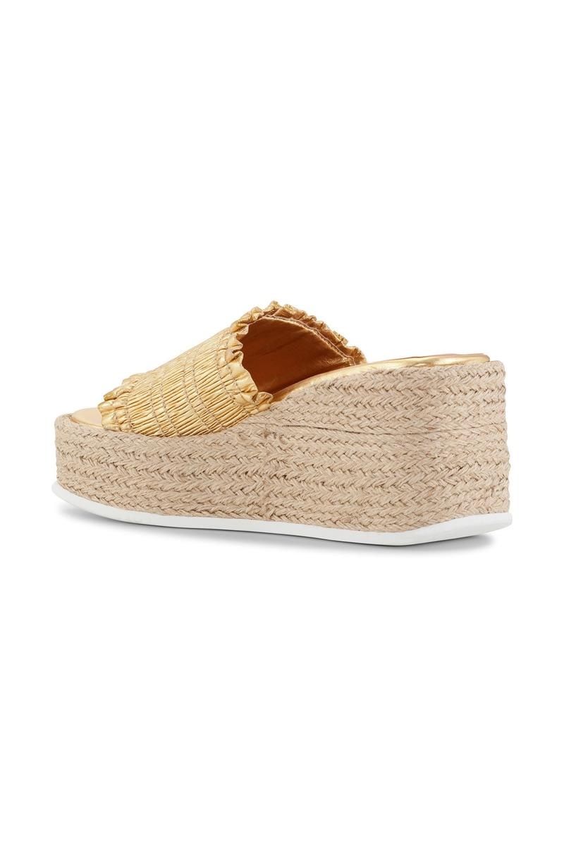 Ganni Smock Espadrilles Wedge Sandalen Gold | ISNCV0831