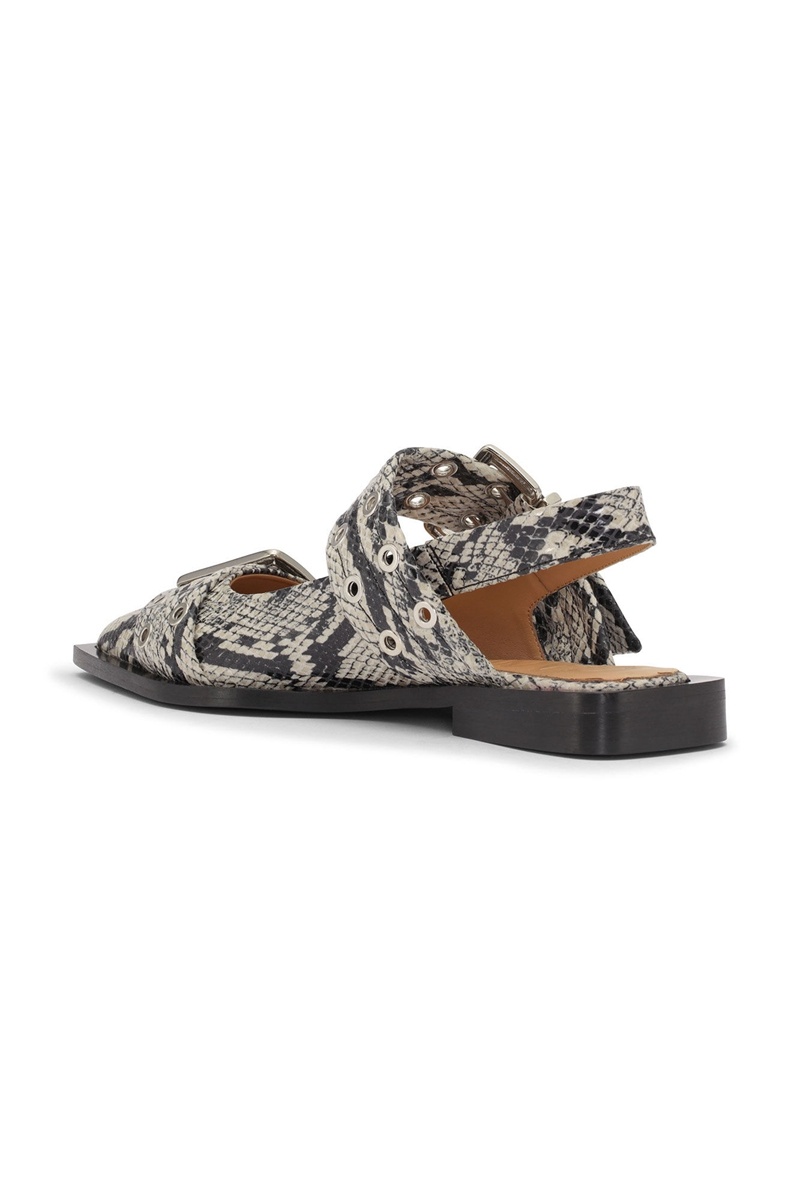 Ganni Snake Printed Chunky Schnallen Ballerinas Flat Braun | MIPWY2631