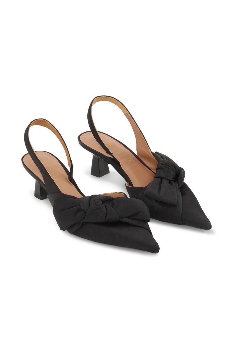 Ganni Soft Bow Slingback Pumps Hohe Schuhe Schwarz | AVNCY7349