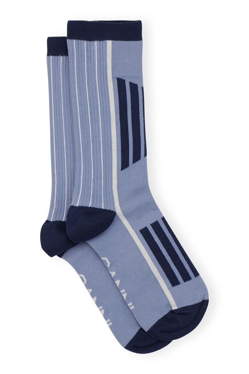 Ganni Sportliche Socken Silber Blau | VDNHM3056