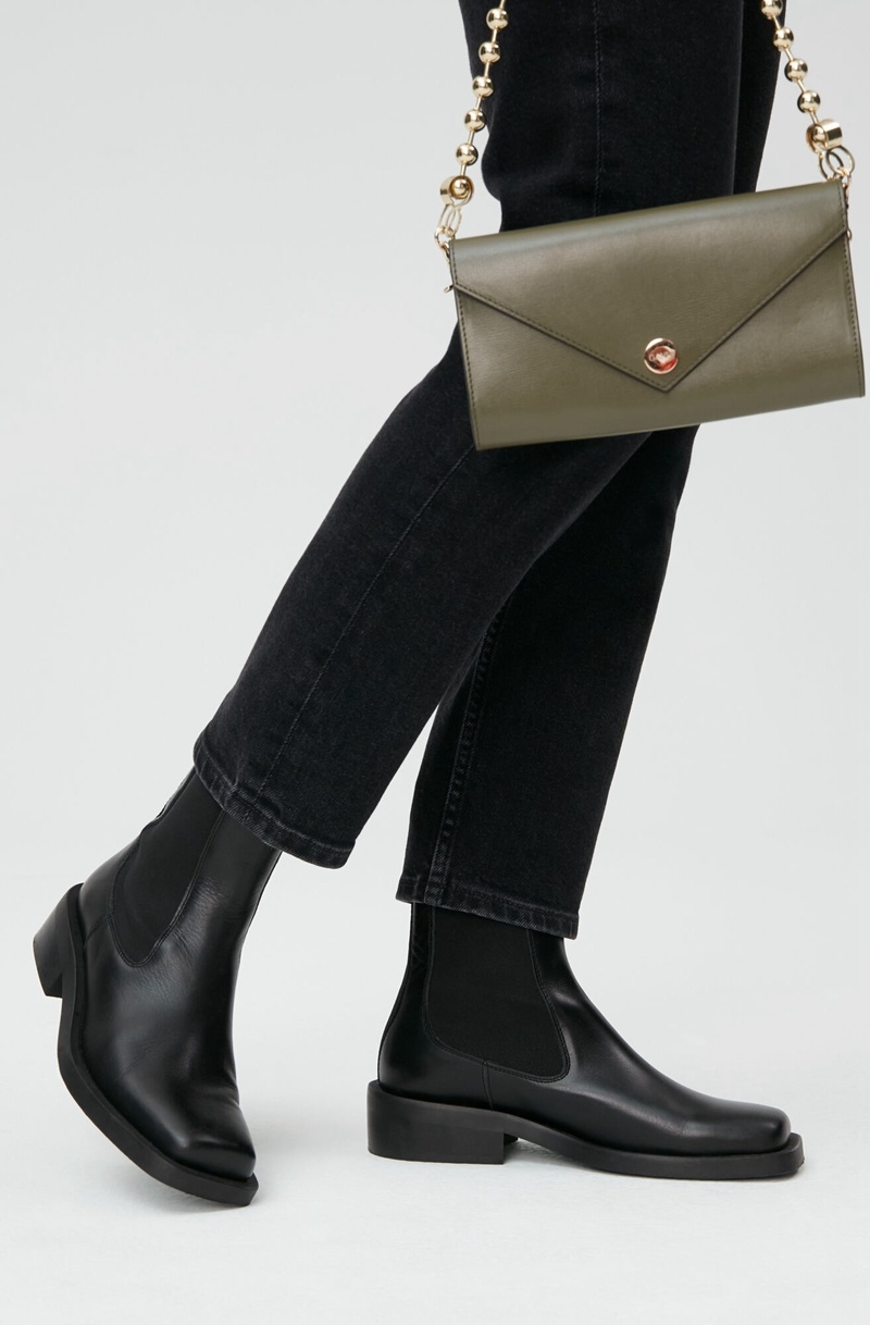 Ganni Square Kappe Chelsea Stiefel Schwarz | EVUQW1460