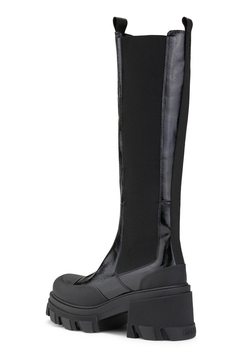 Ganni Stollen High Chelsea Stiefel Schwarz | DOFHW7630