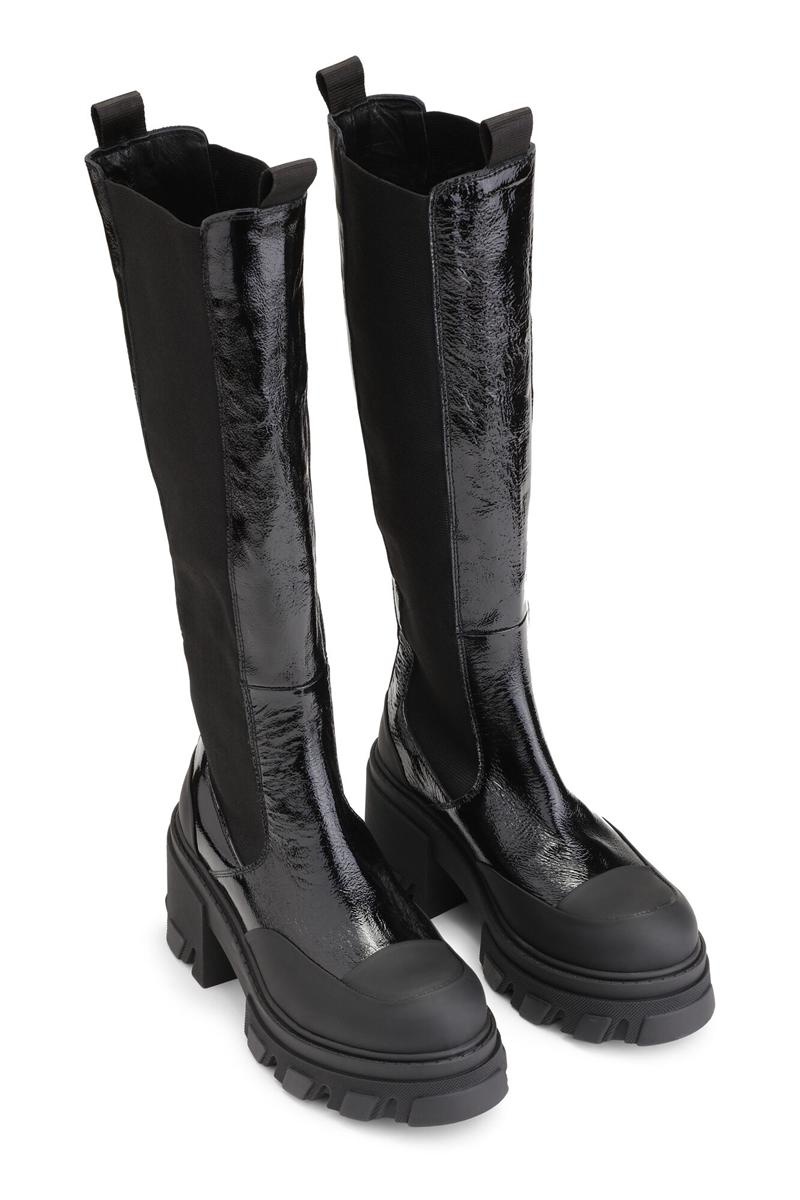 Ganni Stollen High Chelsea Stiefel Schwarz | DOFHW7630