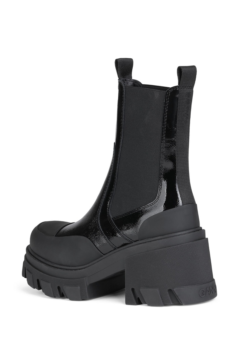 Ganni Stollen Mid Chelsea Stiefel Schwarz | EGQAX8793