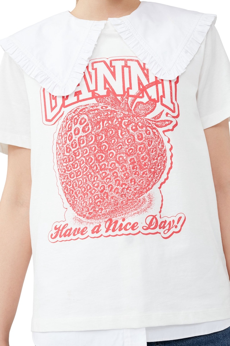 Ganni Strawberry Relaxed T-shirts Weiß | GRAEZ1254