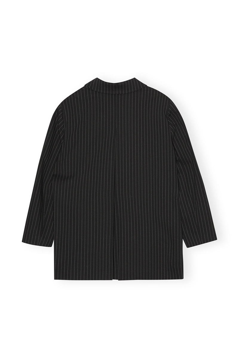 Ganni Stretch Stripe Oversized Blazer Schwarz | TVBNW7530