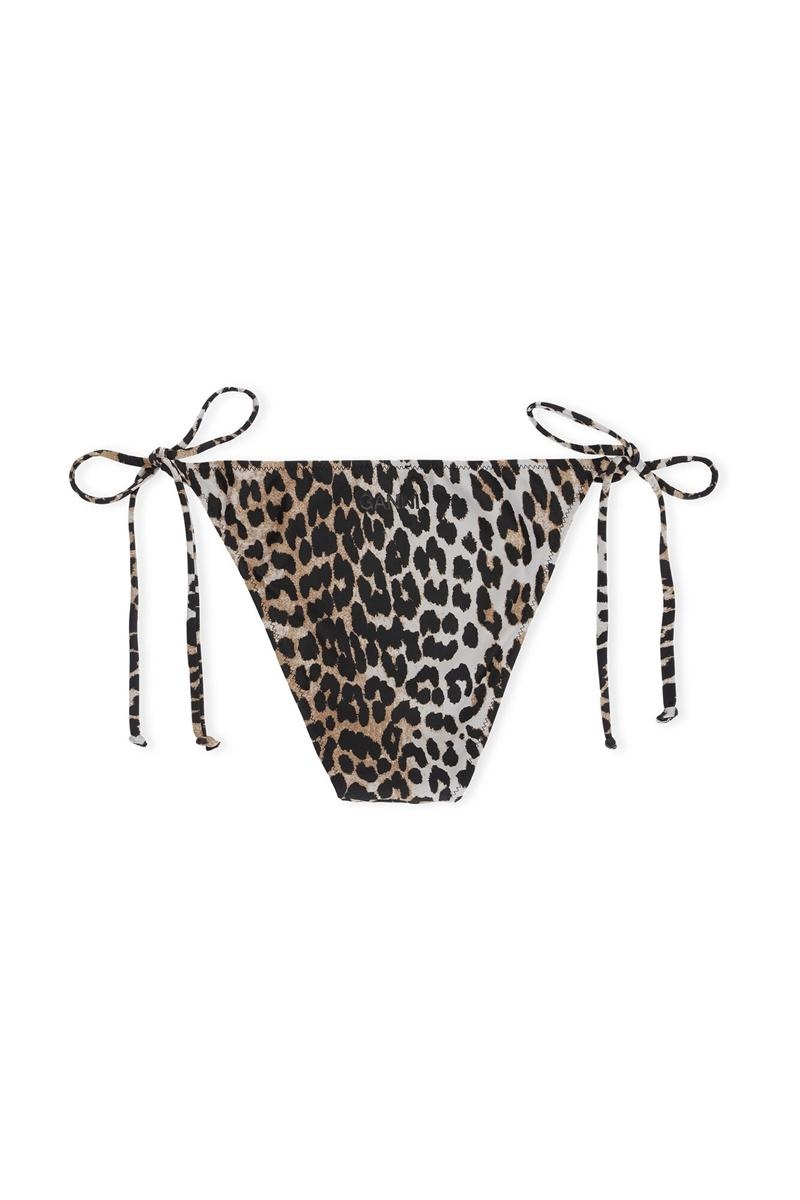 Ganni String Bikini Bottom Bademode Leopard | BXIET7403