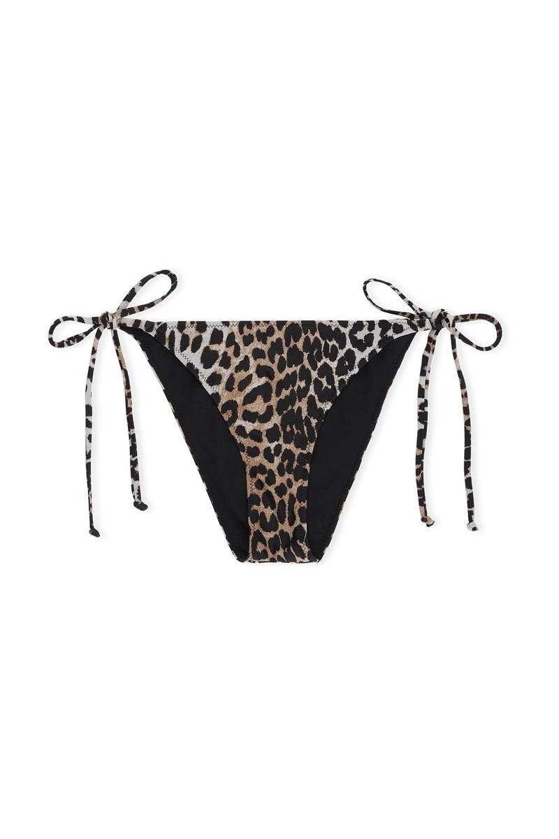 Ganni String Bikini Bottom Bademode Leopard | BXIET7403