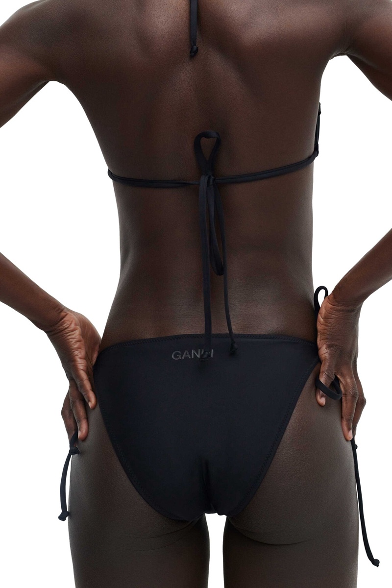 Ganni String Bikini Bottom Bademode Schwarz | RKXDH2540