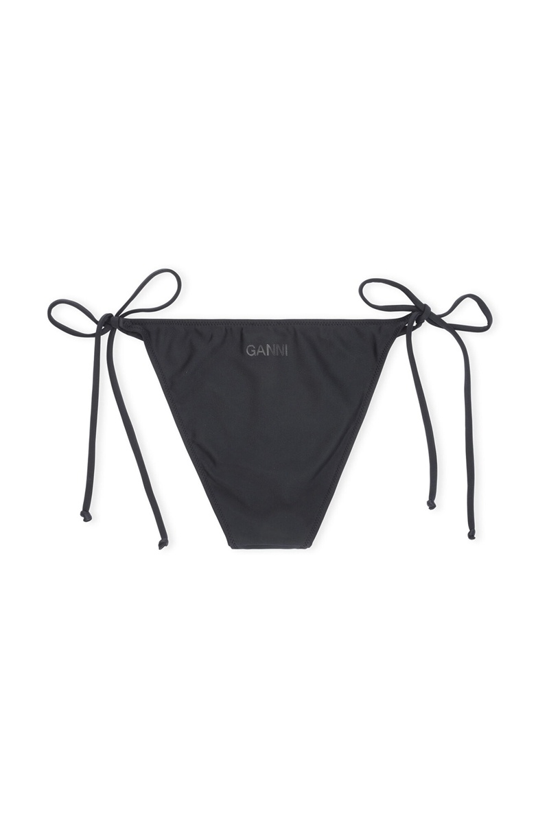 Ganni String Bikini Bottom Bademode Schwarz | RKXDH2540