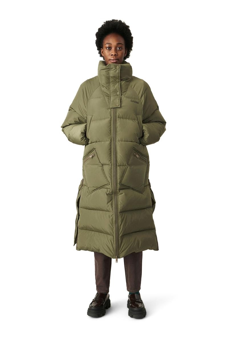 Ganni Tech Puffer Oversized Puffer Mäntel Olivgrün | JRUXA4937