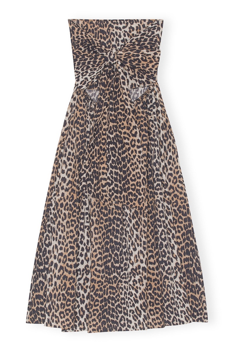 Ganni Tieband Multifunctional Kleid Leopard | QEJDO6158