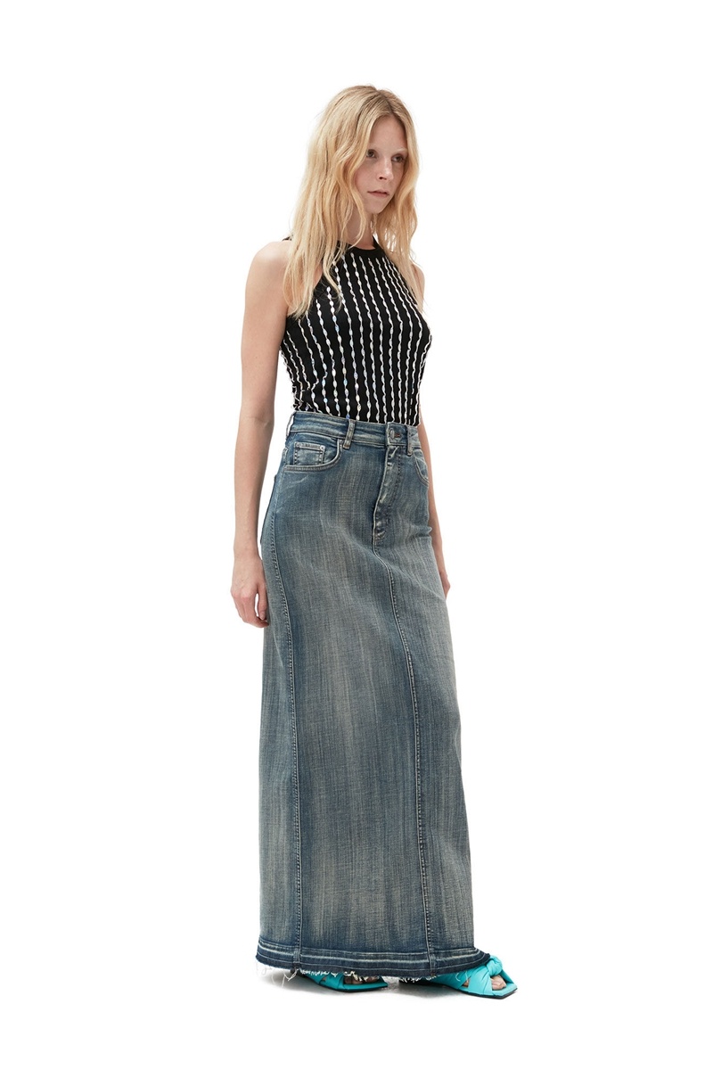 Ganni Tint Edge Denim GolfSkirts Waschen | XRZEB7825