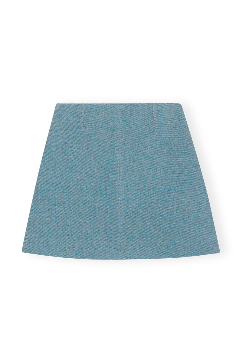 Ganni Twill Wolle Suiting Mini GolfSkirts Hellblau | DOMBU8590