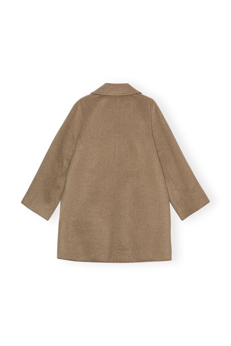 Ganni Wolle Midi Jacken Khaki | ZAMKX6930