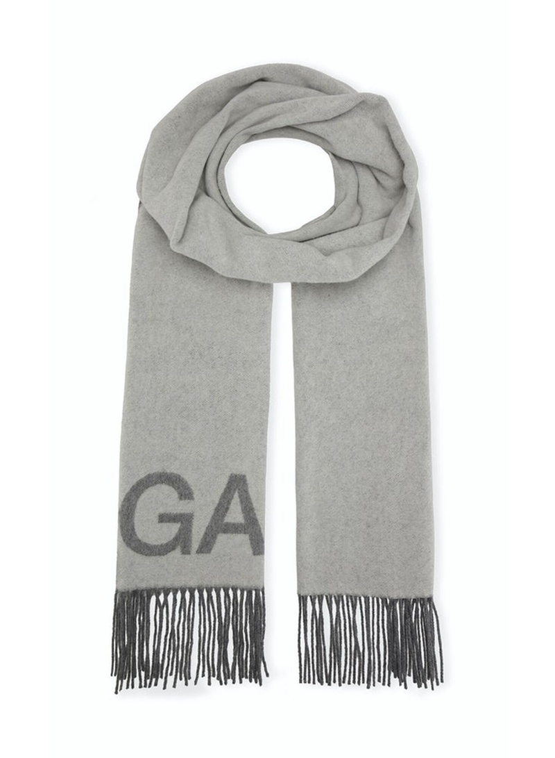 Ganni Wolle Mix Fringed Schals Grau | SBGXJ5934