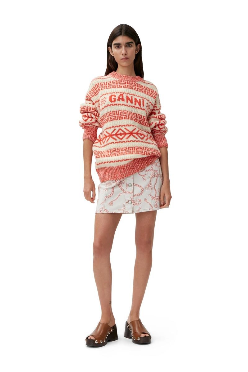 Ganni Wolle Pullover Oberteile Rot Beige | QEHVU5924